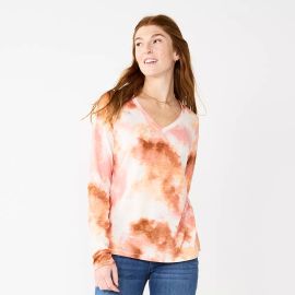 Womens Sonoma Goods For Life Everyday V-Neck Long Sleeve Tee at Kohls