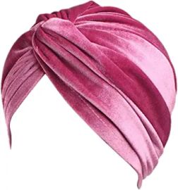 Womens Stretch Velvet Twist Pleated Turban Hats Head Wraps Hair Cover Bennie Chemo Caps Turban Headwear at Womens Clothing store at Amazon