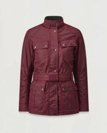 Womens Waxed Cotton Trialmaster Motorcycle Jacket in Racing Red Belstaff US at Belstaff