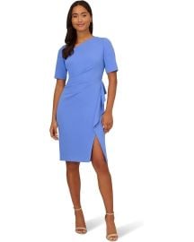 Womens adrianna papell stretch crepe side draped sheath dress with asymmetrical FREE SHIPPING at Zappos