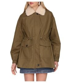 Womenx27s Avec Les Filles Cinched Cotton Jacket With Faux Shearling Collar com at Zappos