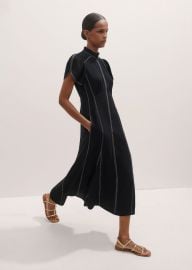 Womenx27s Black Contrast Stitch Midi Dress MEEM at Me + Em