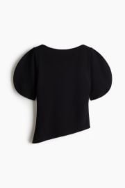 Womenx27s Black Puff-Sleeved Asymmetric Top HampM US at H&M