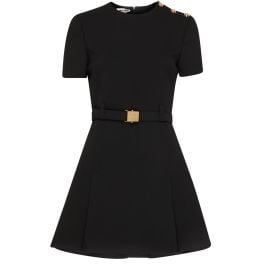 Womenx27s Black powder grain dress with belt MIU MIU 24S at 24s