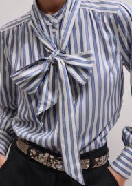 Womenx27s Blue Soft Stripe Shirt Neck Tie MEEM at Me + Em