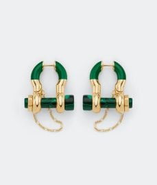 Womenx27s Bolt Earrings in Malachite Parakeet Shop online now at Bottega Veneta