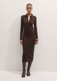 Womenx27s Brown Rib Midi Shirt Dress MEEM at Me + Em