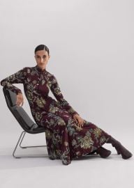 Womenx27s Burgandy Rich Autumn Floral Print Midi Dress MEEM at Me + Em
