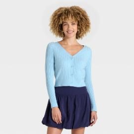 Womenx27s Button-Front Cardigan - A New Day Blue XS Target at Target