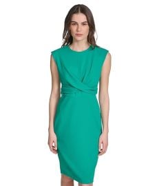 Womenx27s Calvin Klein Cap Sleeve Scuba Crepe Pleated Skirt Dress 6pm at 6pm