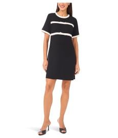 Womenx27s CeCe Short Sleeve Combo Bow amp Trim Dress com at Zappos