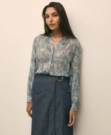 Womenx27s Chiffon Watercolor Motif Blouse Brooks Brothers at Brooks Brothers