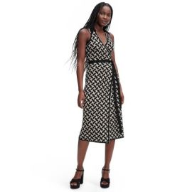 Womenx27s Collared Sleeveless Vintage Weave Neutral Sweaterknit Midi Wrap Dress - Dvf For Target Target at Target