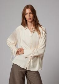 Womenx27s Cream Gathered Blouse with Tie Sleeves at Paul Smith