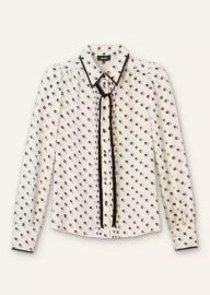 Womenx27s Cream Silk Little Oak Leaf Print Blouse Tie MEEM at Me + Em