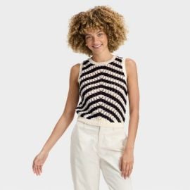 Womenx27s Crewneck Crochet-Style Pullover Sweater Tank - A New Day Target at Target