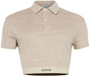 Womenx27s Cropped silk and cotton polo shirt LOEWE 24S at 24S