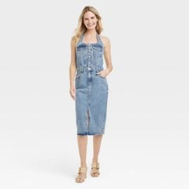 Womenx27s Denim Midi Dress - Universal Thread Medium Wash 12 Target at Target