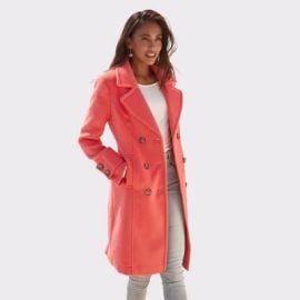 Womenx27s Double Breasted Coat - LASCANA - Coral Solid 2 Target at Target