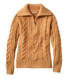 Womenx27s Double L Cable Sweater Quarter-Zip Sweaters at LLBean at LL Bean