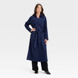 Womenx27s Faux Suede Trench - A New Day Navy M Target at Target