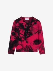 Womenx27s Floral Jacquard Cardigan in RedBlack McQueen US at McQueen
