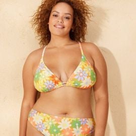 Womenx27s Floral Print Triangle Bikini Top - Wild Fable Yelloworangegreen Target at Target