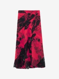Womenx27s Floral Slashed Midi Skirt in RedBlack McQueen US at McQueen