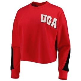 Womenx27s Gameday Couture Red Georgia Bulldogs Back To Reality Colorblock Pullover Sweatshirt at Georgia Bulldogs