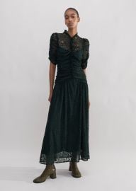 Womenx27s Green Botanical Lace Ruched Maxi Dress MEEM at Me + Em