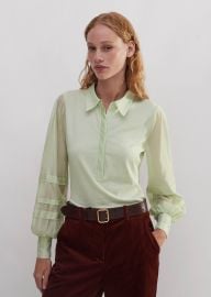 Womenx27s Green Fluid Scallop Detail Layering Shirt MEEM at Me + Em