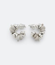 Womenx27s Horns Earrings in White Silver Shop online now at Bottega Veneta