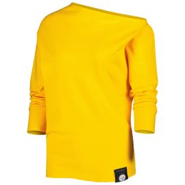 Womenx27s KIYA TOMLIN Gold Pittsburgh Steelers Twisted Tri-Blend Asymmetrical 34-Dolman Sleeve Sweatshirt - Walmartcom at Walmart