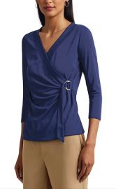 Womenx27s LAUREN Ralph Lauren Stretch Jersey Surplice Top com at Zappos