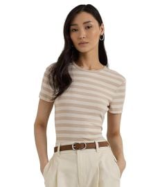 Womenx27s LAUREN Ralph Lauren Striped Stretch Cotton Crewneck Tee com at Zappos