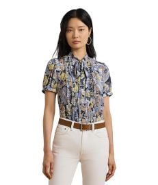 Womenx27s Lauren Ralph Lauren Floral Georgette Puff Sleeve Shirt com at Zappos