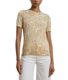 Womenx27s Lauren Ralph Lauren Petite Floral Cotton-Blend Short Sleeve Sweater com at Zappos