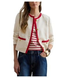 Womenx27s Lauren Ralph Lauren Two-Tone Linen-Blend Twill Blazer com at Zappos