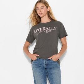 Womenx27s Literally Just a Girl Short Sleeve Graphic T-Shirt - Dark Gray L Target at Target