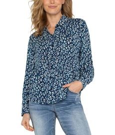 Womenx27s Liverpool Los Angeles Long Sleeve Button Front Woven Shirt com at Zappos