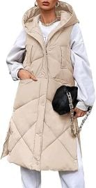 Womenx27s Long Quilted Vest Casual Sleeveless Puffer Jacket Hooded Zip Waistcoat with Pockets at Womenx27s Coats Shop at Amazon