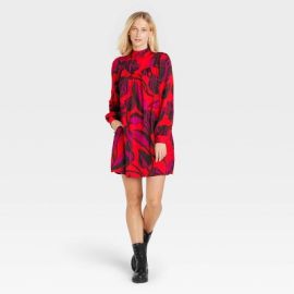 Womenx27s Long Sleeve A-line Dress - Who What Wear Red Floral  Target at Target