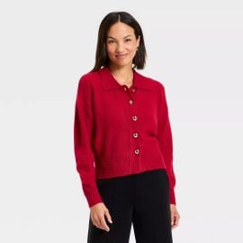 Womenx27s Long Sleeve Heart Button Cardigan Sweater - A New Day Target at Target