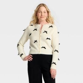 Womenx27s Long Sleeve Party Cardigan Sweater - A New Day CreamBlack L Target at Target