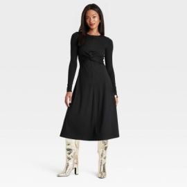 Womenx27s Long Sleeve Twist-front Midi Dress - A New Day Target at Target