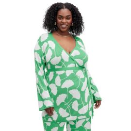 Womenx27s Long Sleeve V-neck Ginkgo Green Sweater Wrap Top - Dvf For Target Target at Target