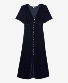 Womenx27s Long navy blue velvet dress The Kooples US at The Kooples