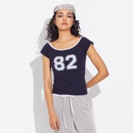 Womenx27s Mini Cap Sleeve Boat Neck T-Shirt - Wild Fable Navy Blue XL Target at Target