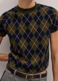 Womenx27s Olive Green Cashmere Argyle Knit Baby Tee MEEM at Me + Em