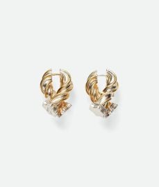 Womenx27s Pillar Hoop Earrings in Silver Yellow Gold Shop online now at Bottega Veneta